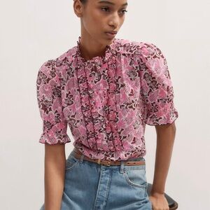 ME+EM 
Silk Cotton Floral Print Blouse